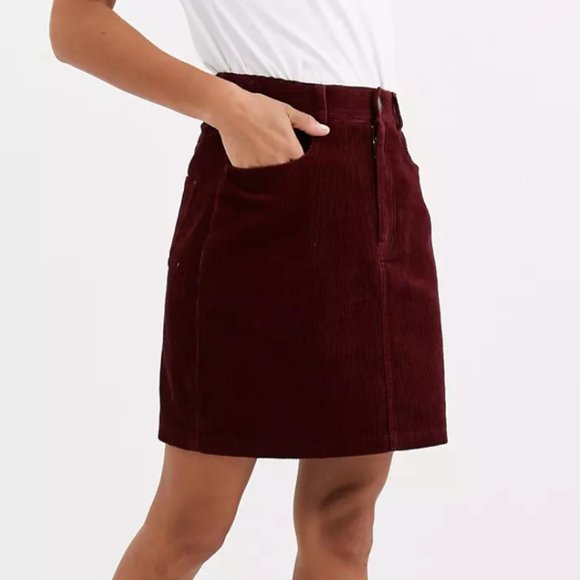 ASOS || WINE RED CORDUROY SKIRT - Picture 8 of 8